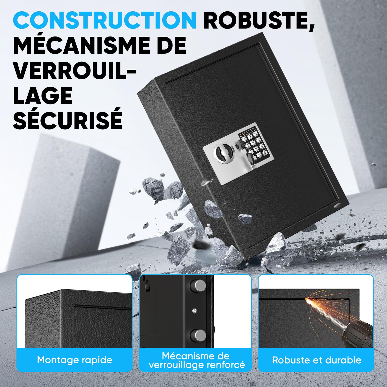 73 Positions Armoire à Clés avec Combinaison et Serrure à Clé Réinitialisabl, Boîte à Clés Murale pour Bureau, Maison, Commerce