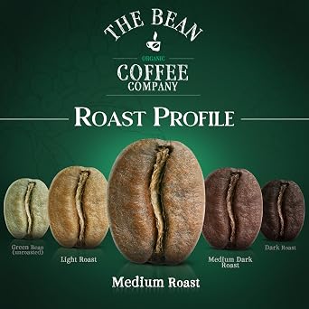 The Bean Organic Coffee Company Water Processed DECAF California Blend, Medium Roast, Ground Coffee, 16-Ounce Bags (Pack of 2), Cafe Molido Tostado Organico descafeinado