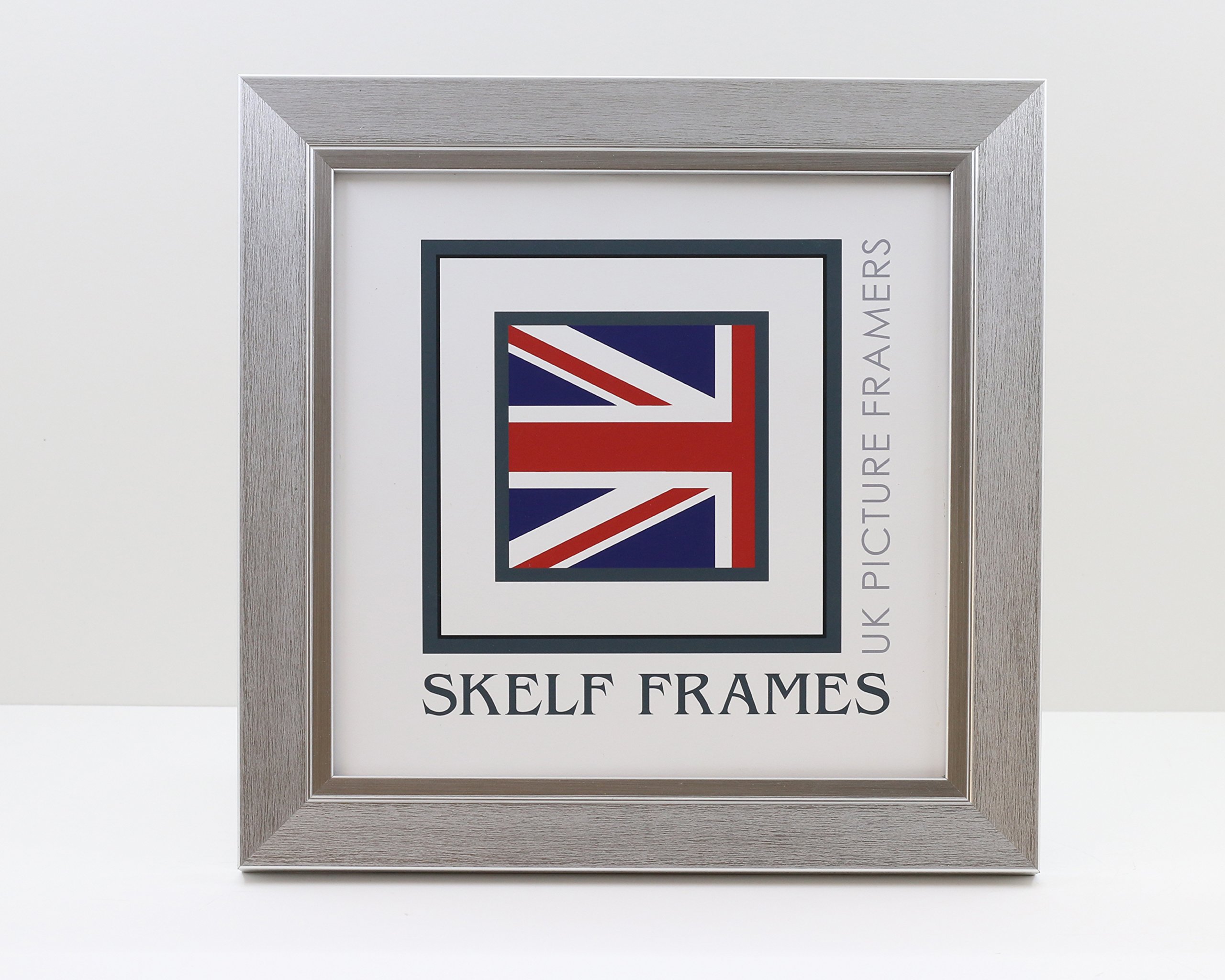 Skelf Frames Brushed Silver With Silver Inlay 16Cm X 16Cm Picture Photo Frame With Glass (Brushed Silver With Silver Inlay)