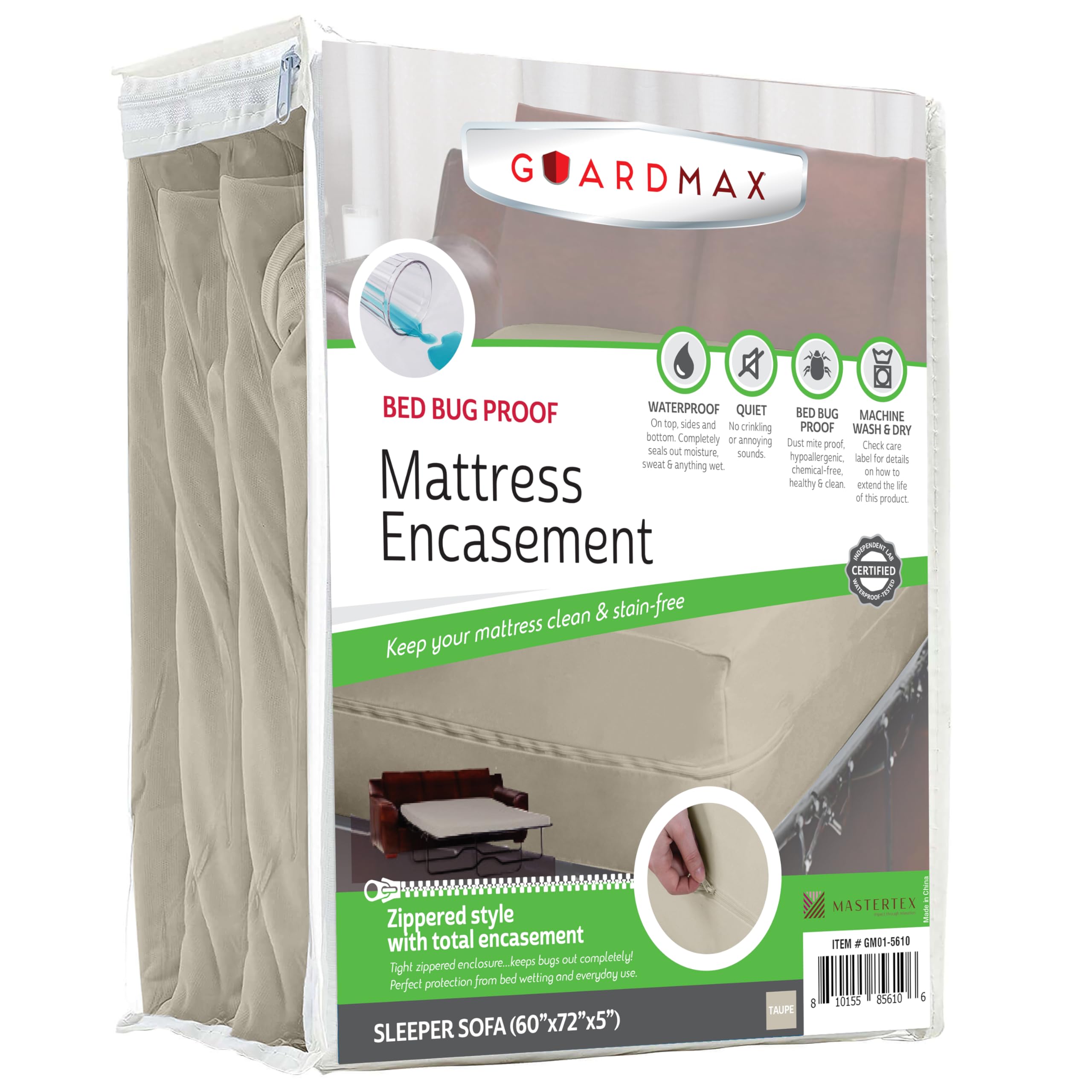 Guardmax Sleeper Sofa Mattress Protector Zippered, Bed Bug Mattress Cover