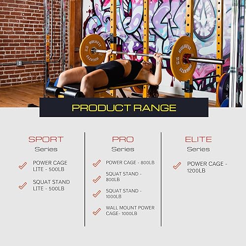 Miniatura 7 de HulkFit Equipo de ejercicio multifuncional ajustable Pro Series Power Rack Power Cage para gimnasio en casa con aditamentos para rack de sentadillas
