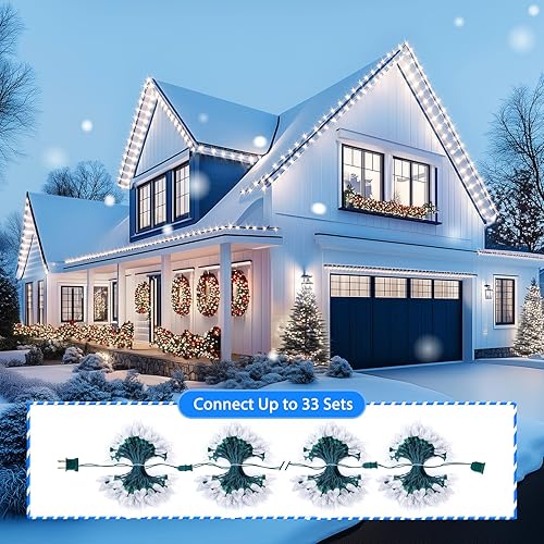 Miniatura 7 de C9 - Tira de luces de Navidad blancas, 66 pies, 100 luces LED facetadas de Navidad en cable verde, luces de cadena de fresa de bombilla grande para