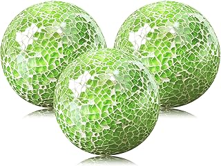 27 Green Glass Home Decor Ideas for Calming Interiors 47 3.35 Inch Round Solid Glass Balls Orbs Decorative Mosaic Ball Centerpiec...