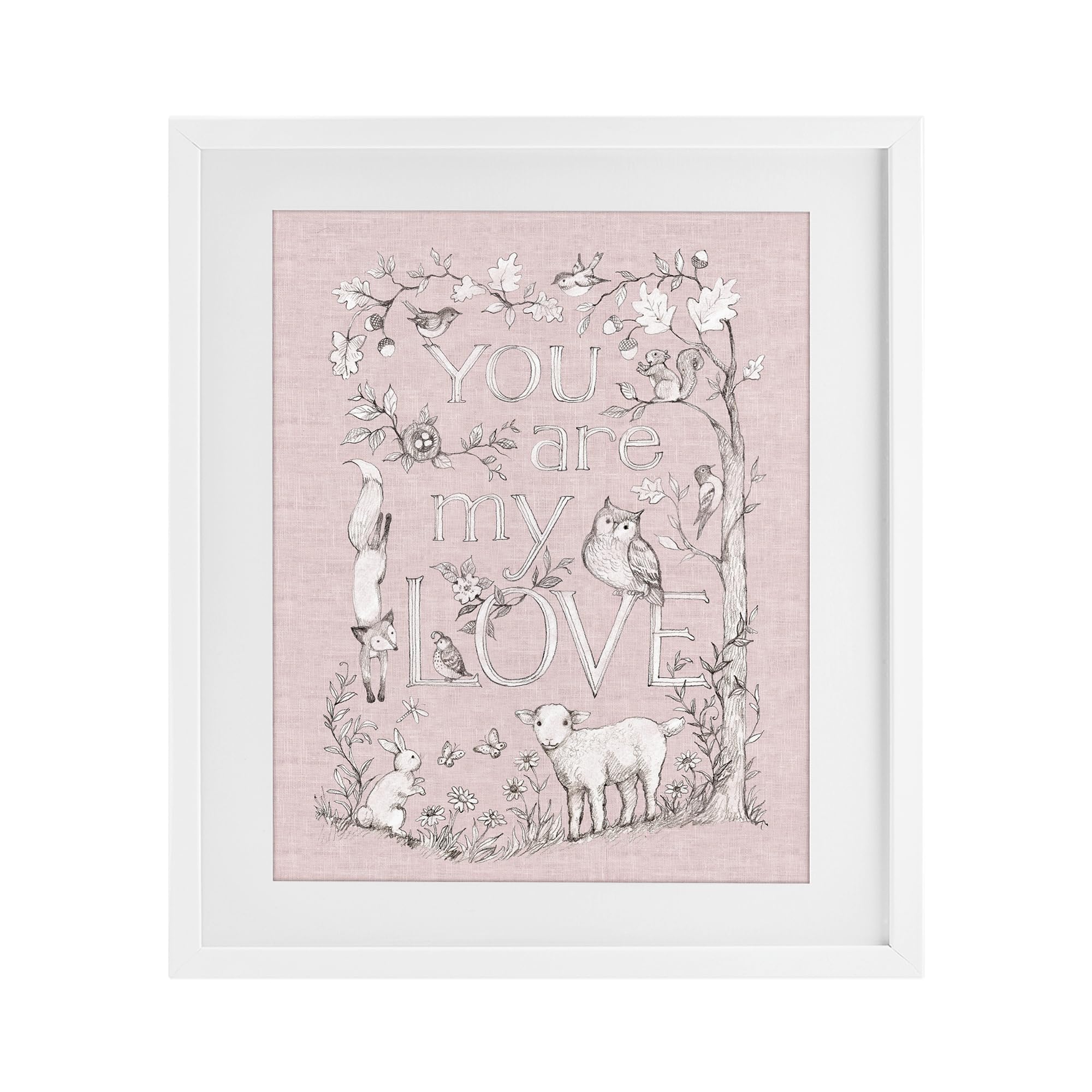 Love Filled Floral Nursery, 17 x 21 Inch Framed Print Under Glass