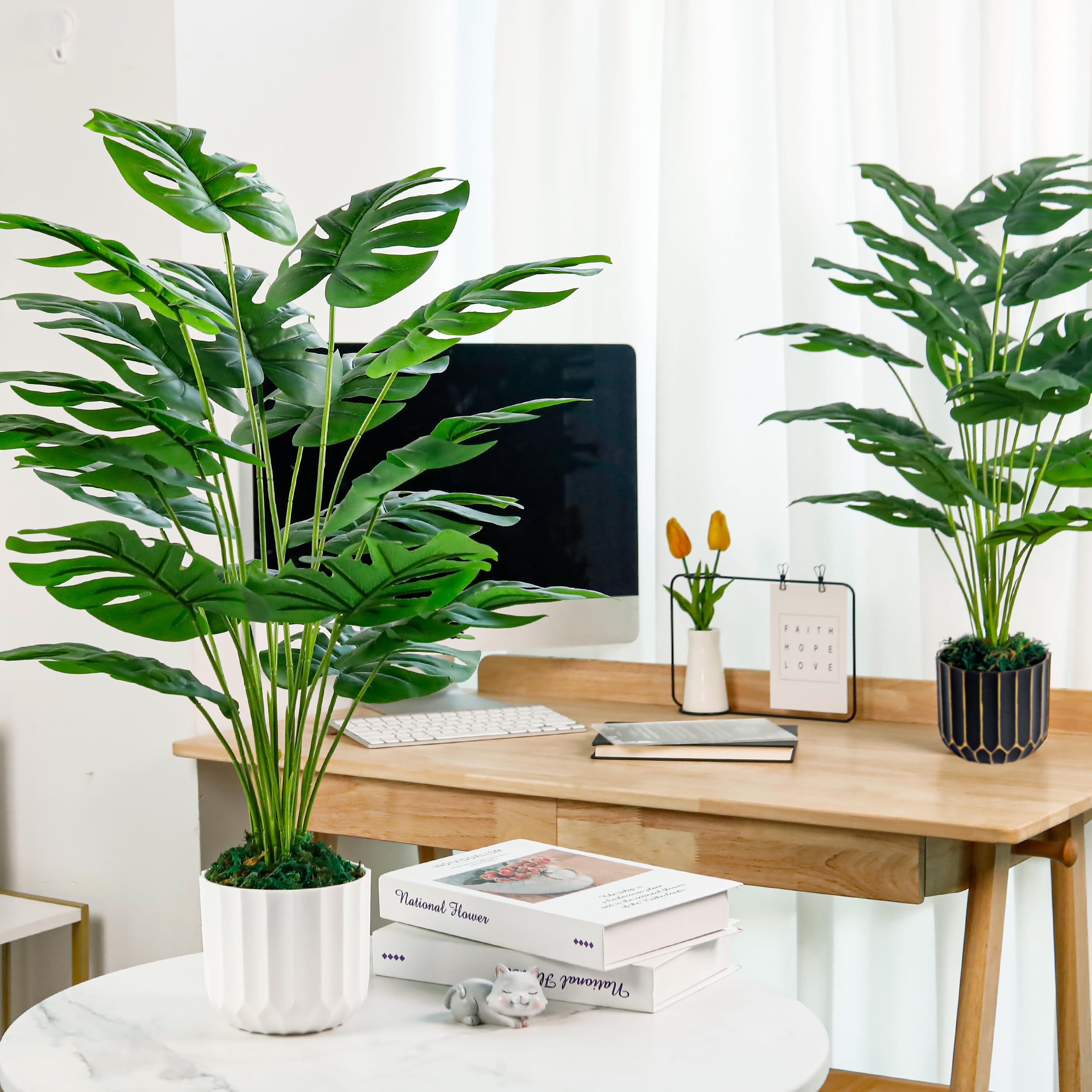BTSD-home 2 pezzi 71 cm pianta artificiale pianta artificiale grande falsa pianta monstera piante artificiali ideale per balcone camera da letto soggiorno camera da letto arredamento