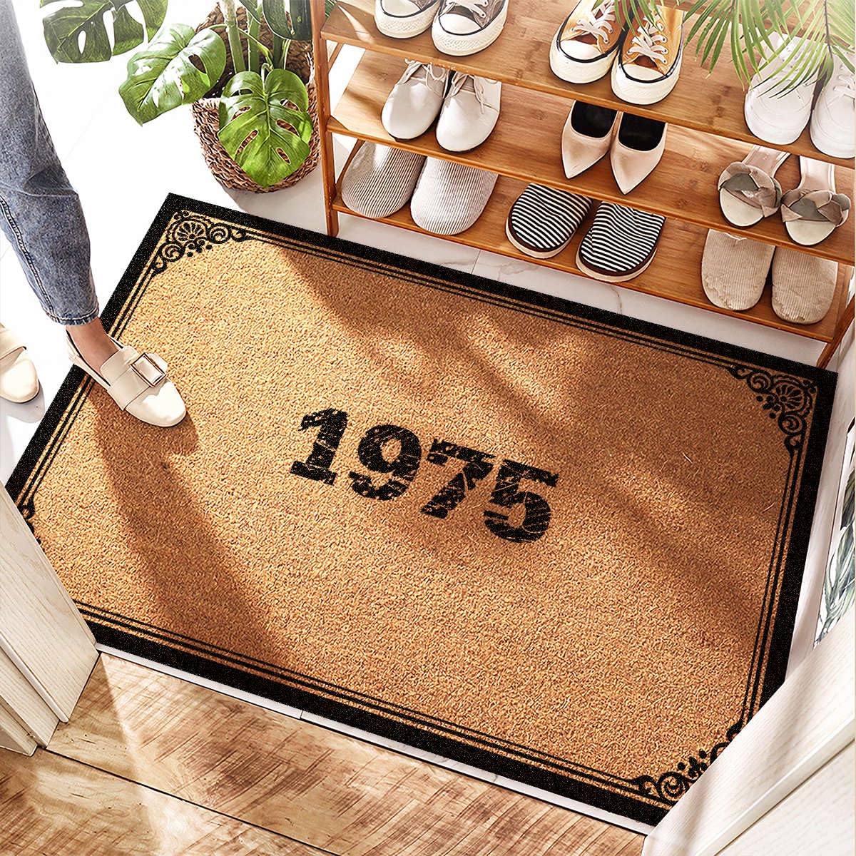 Tapis de porte extérieur mince et pochoirs de porte maison 65 x 90