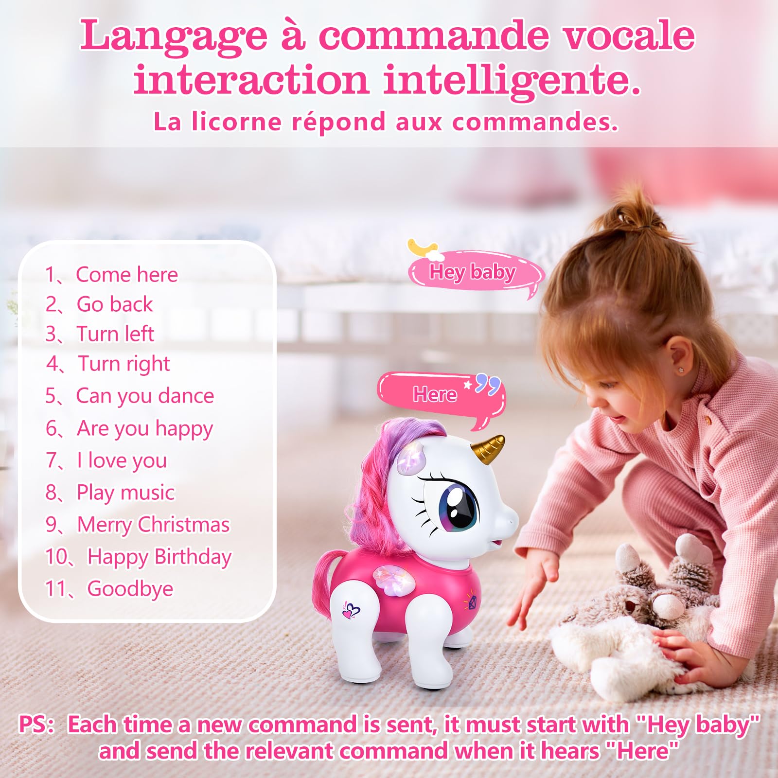 Joellfuner Licorne Jouet, Robot Telecommandé Enfant, Interactif Robot Fonction d'Enregistrement Programmable, Musique, Danse et Touchant, Licorne Jouets pour Filles 3+ Cadeaux