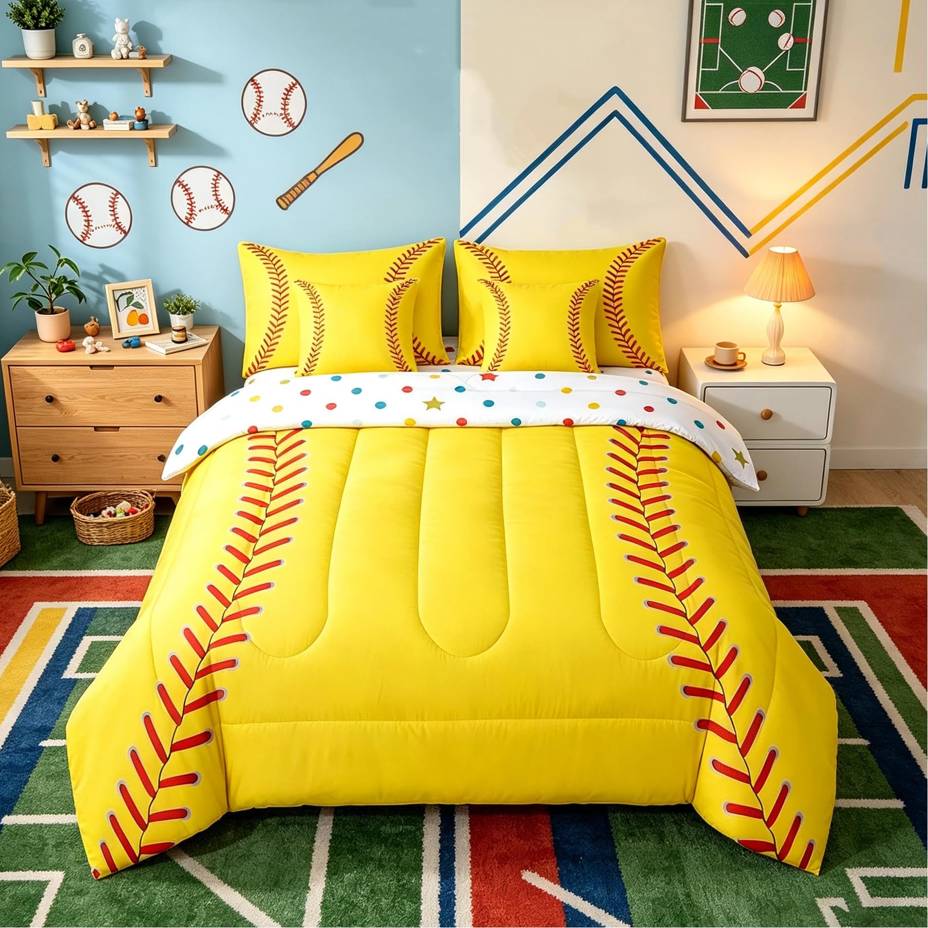 Feelyou Softball Bedding Set Full Size Kids Boys Girls 7 Piece