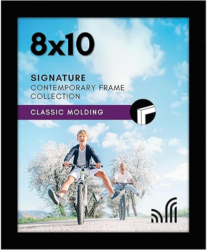 Marco Americanflat color negro de 8 x 10 pulgadas, madera conglomerada con cristal irrompible, formato horizontal y vertical para pared.