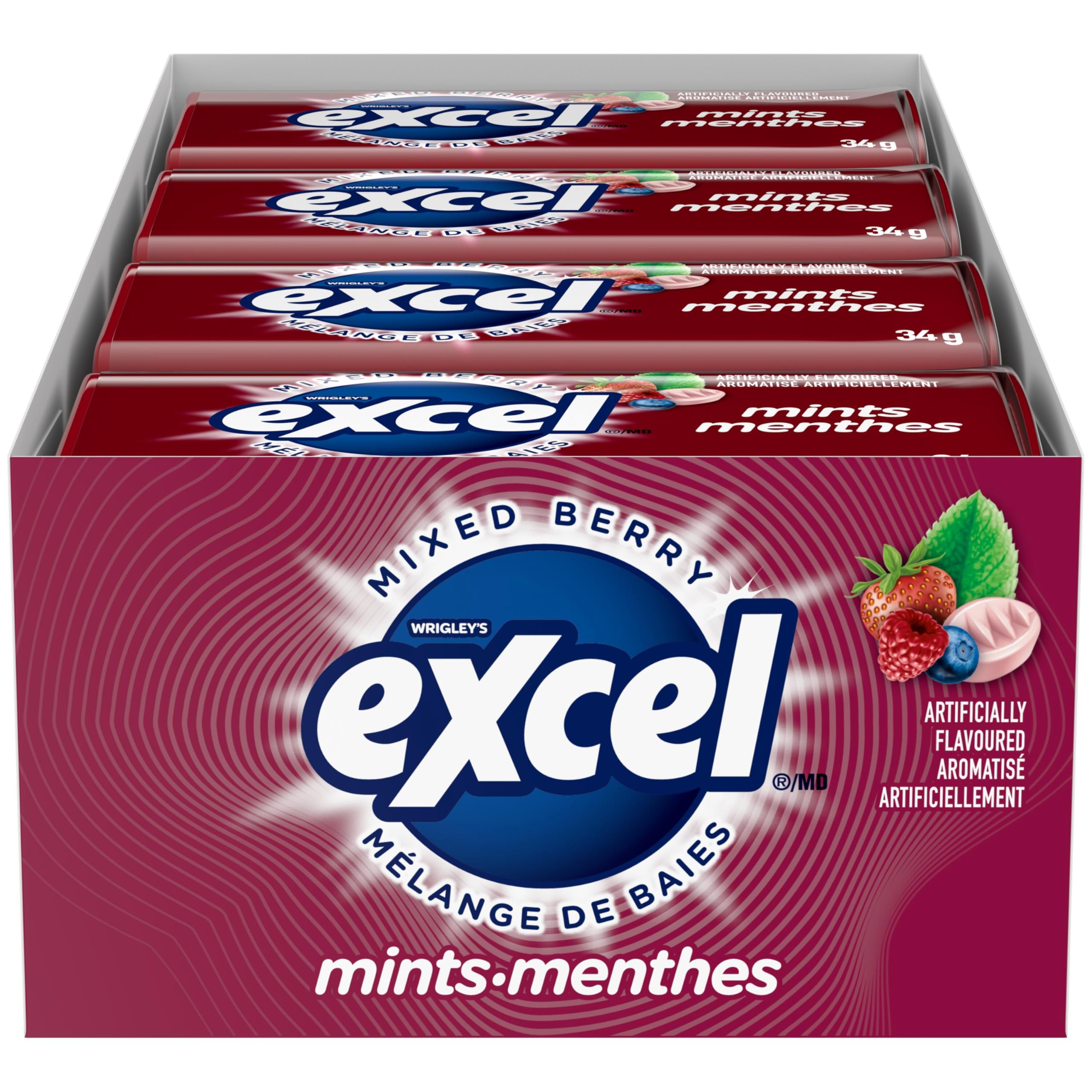 EXCEL, Mixed Berry Flavoured Mints,34g, Tin, 8 Packs : Amazon.ca