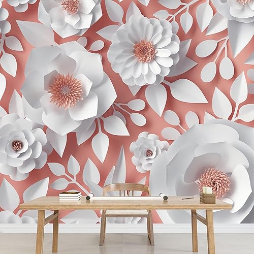 wall26 Mural de pared de vinilo con ramo de novia de flores blancas, 100x144 pulgadas