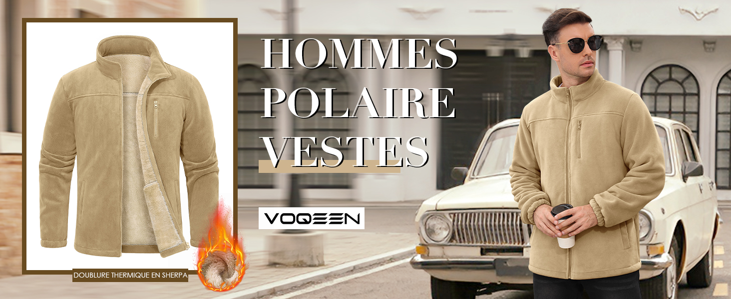 Voqeen Veste D'hiver En Polaire Chaude Rembourrée Avec Capuche Et Poches Pour Homme Parka Thermique Décontractée En Plein Air Automne, Noir , XL