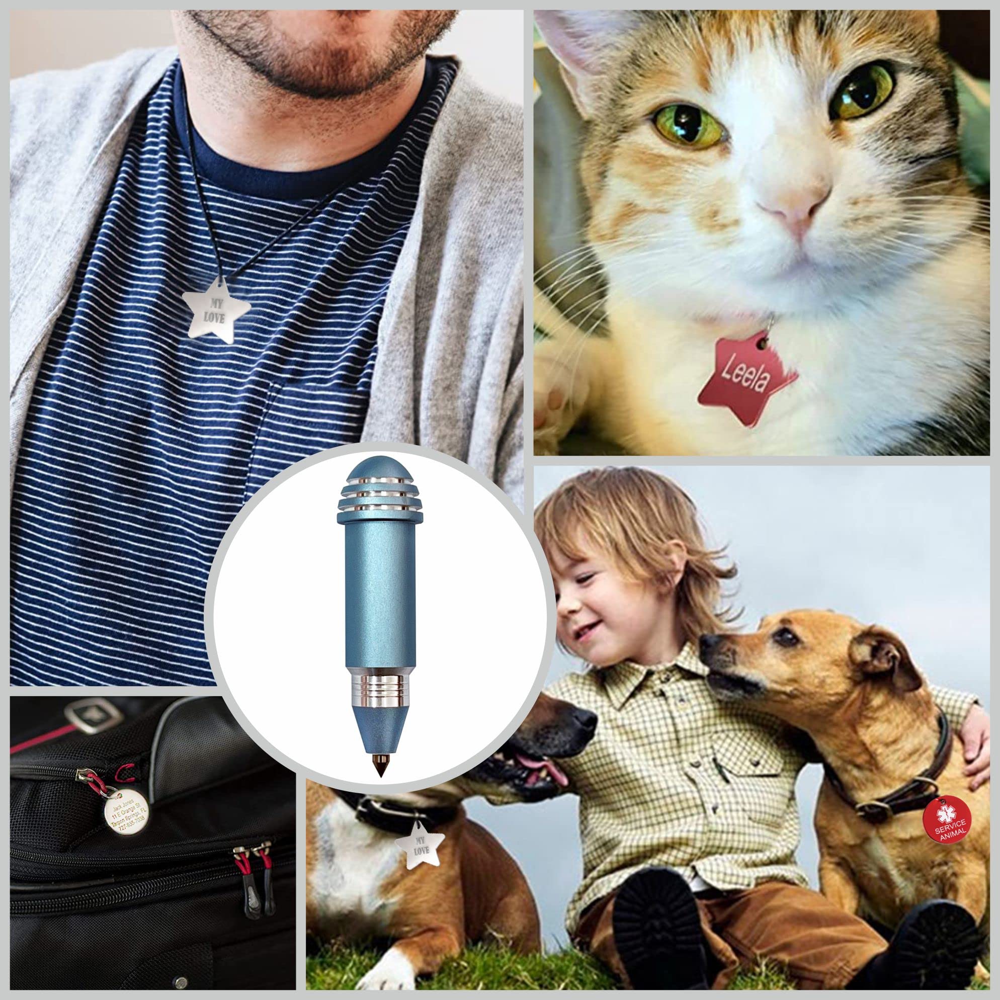 Punta per incisione per Cricut Joy, con 2 colori e 7 graziose etichette vuote, a forma di osso di cane, cuore, cerchio, stella, pesce, ovale, rettangolo (Nero)