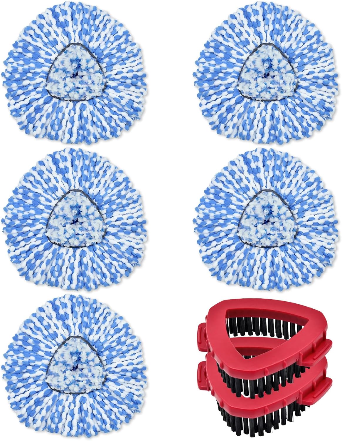 Mop Heads Replacements for Ocedar, 5 Pack Mop Replace Head for Ocedar RinseClean 2-Tank System, Spin Mop Replacement Head with 2 Scrubber Mop Head, Microfiber Mop Refills Deep Cleaning Blue-5mop Head and 2 Scrubber