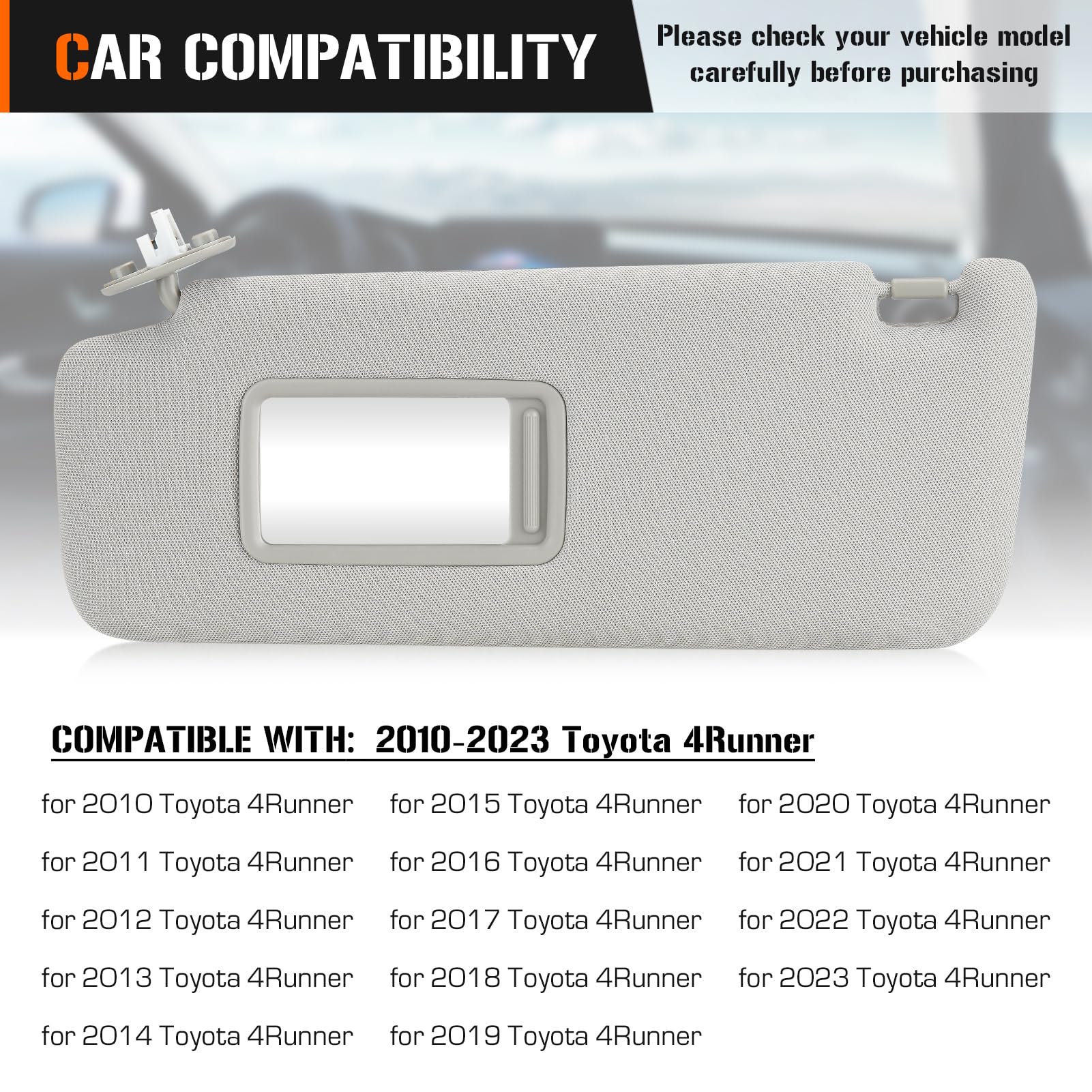 Amazon.com: Left Driver Side Sun Visor for 2010-2023 Toyota
