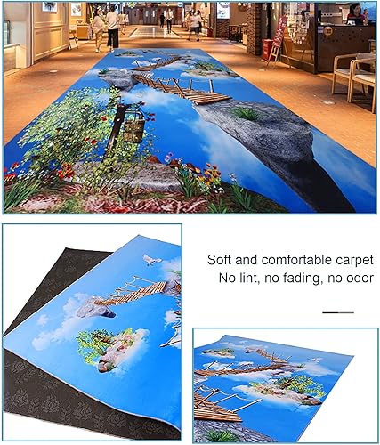 Miniatura 3 de Alfombra de ilusión óptica 3D para sala de estar, alfombra de área con estampado de océano de loto, alfombra de área para decoración del hogar,