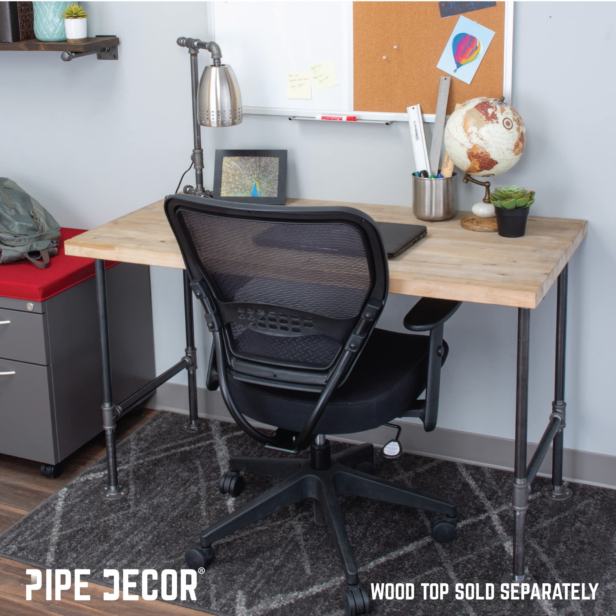 Pipe Décor Desk Outside Leg Set, Authentic Industrial Pipe