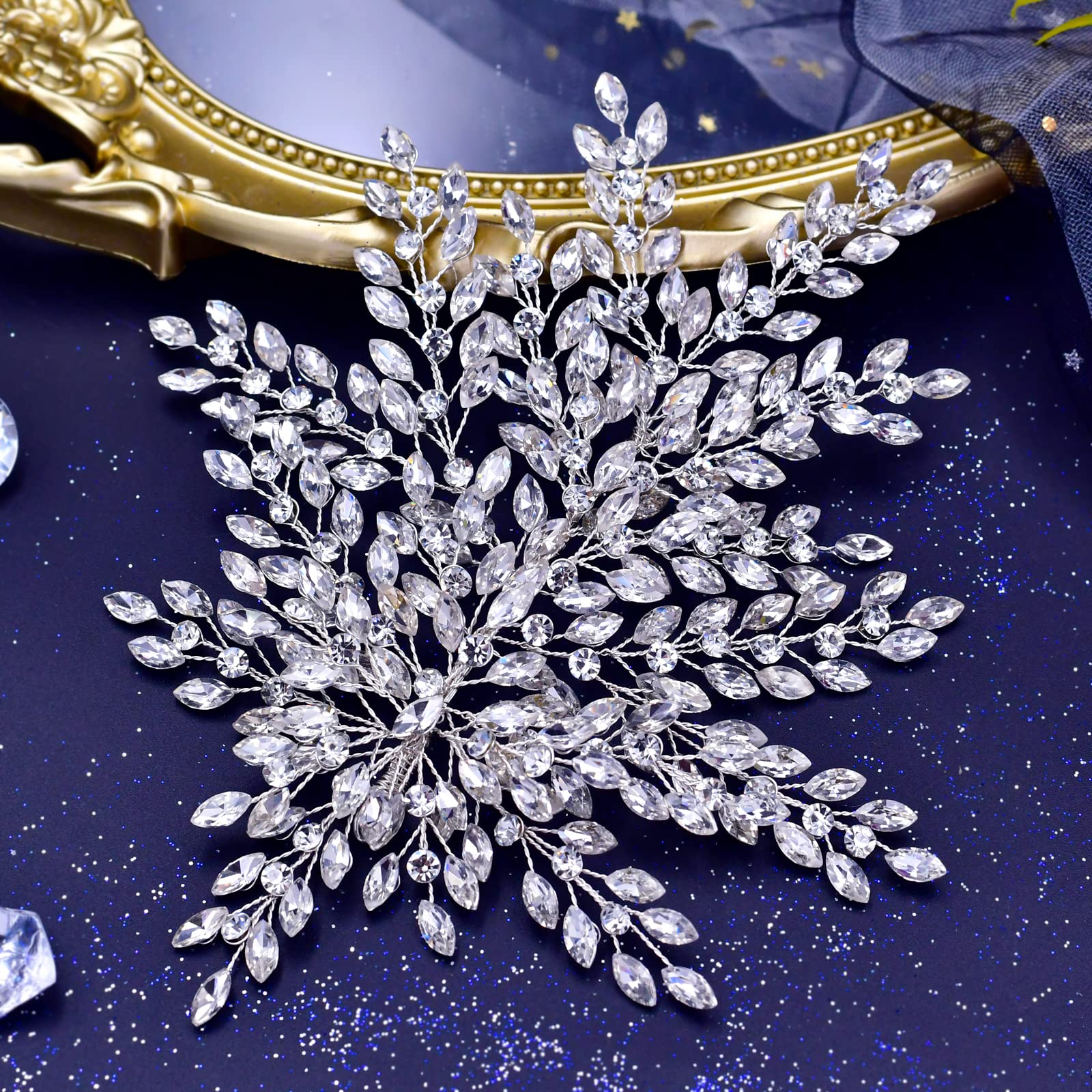 Diadema de boda, accesorios para el cabello de novia, accesorios para el cabello de diamantes de imitación para novias y damas de honor, accesorios para el cabello de fiesta para mujeres