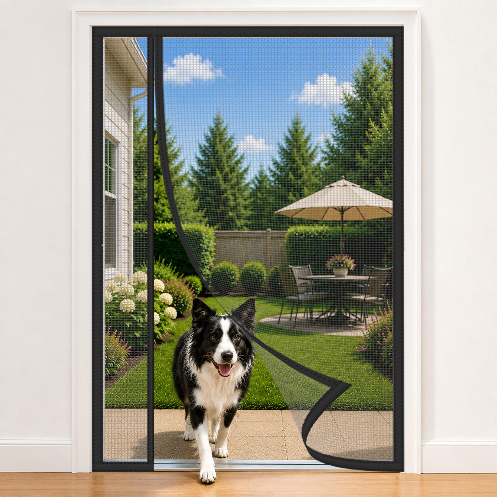 Moustiquaire Pour Baie Vitree Avec Ouverture Latérale Noir 154x220cm Polyester Résistant Aux Griffures Pour Les Maisons Avec Animaux Printemps Ete Et Jours Chauds