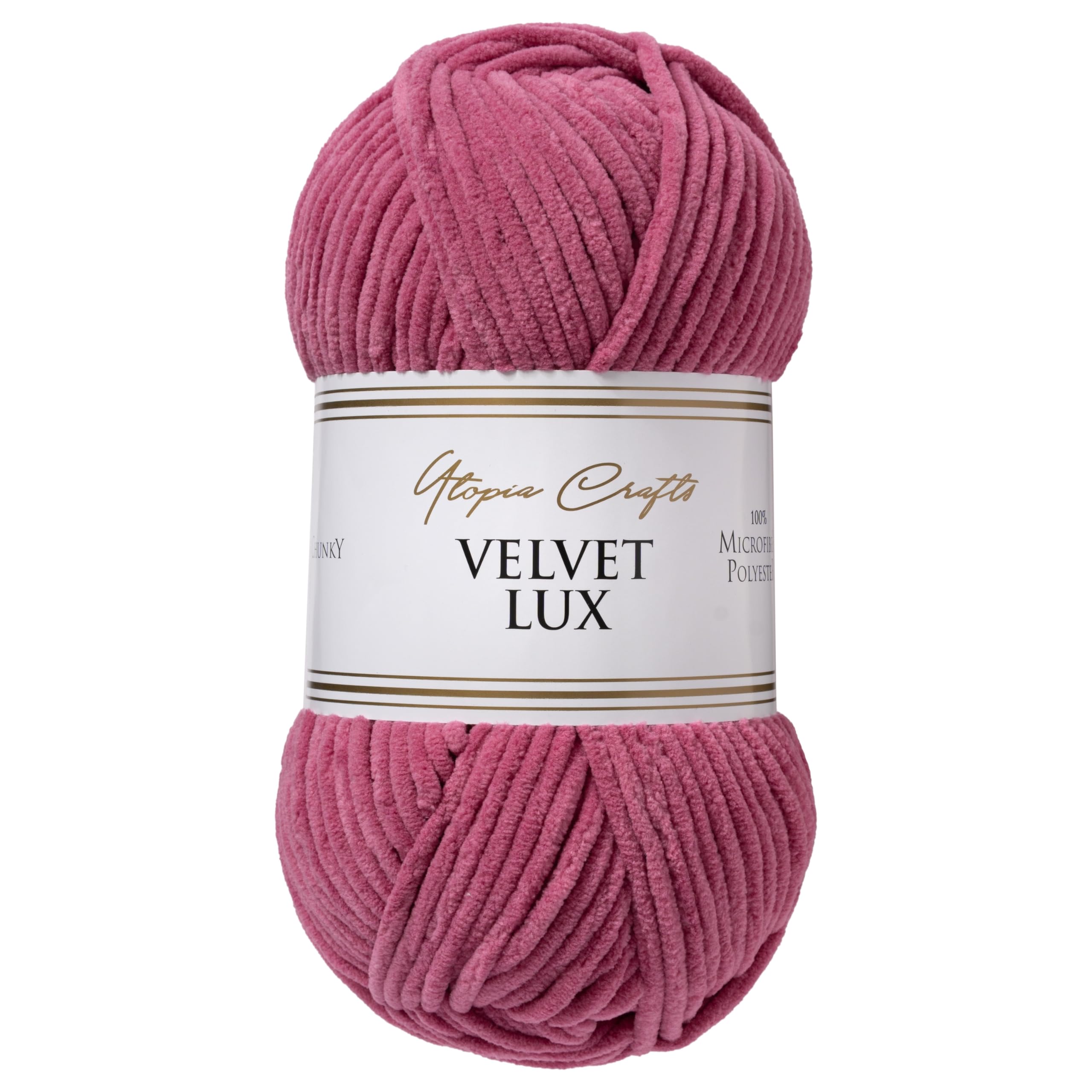 Utopia Crafts Velvet Lux Chenille Super Soft Chunky Yarn for Knitting and Crochet 100g (Dusty Rose)