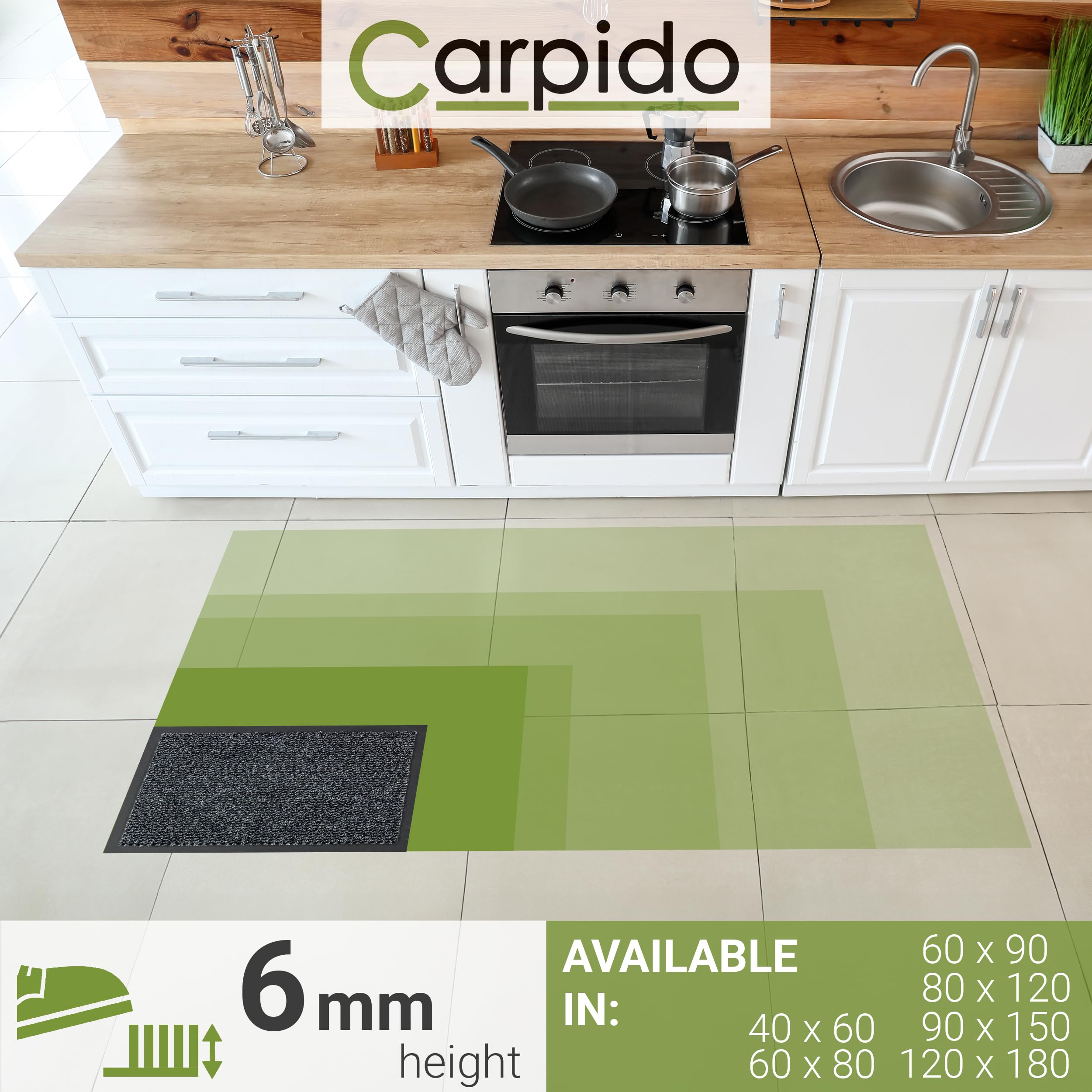 Carpido Fußmatte 90 x 150 cm Grau meliert für Innen - Klassischer Türvorleger schnelltrocknend - rutschfeste Sauberlaufmatte - Langlebige Türmatte | Rutschfeste Fußmatte Innenbereich Türvorleger schnelltrocknend Sauberlaufmatte langlebig Türmatte leicht z
