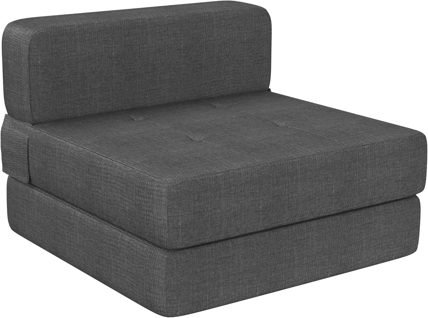 Convertible Folding Sofa Bed Couch - Dark Grey Memory Foam Fold Out Couches, Modern Linen Foldable Mattress Sleeper Chair for Living Room/Home Office/Apartment