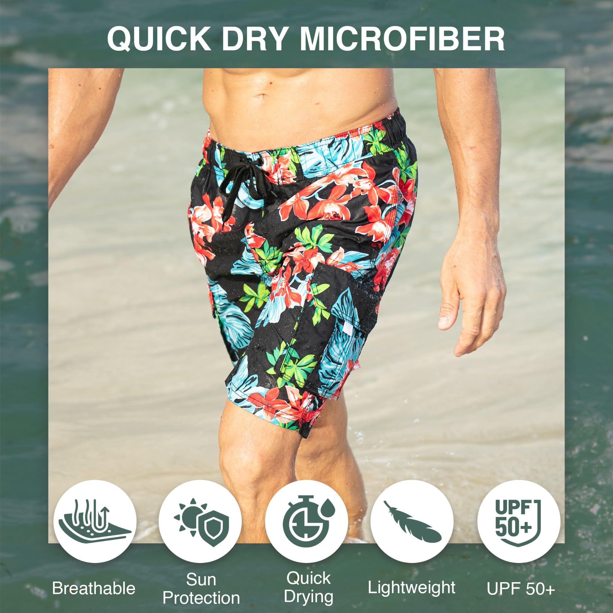 Kanu Surf Miles Swim Trunks (Regular & Extended Sizes) Maillot de Bain Homme