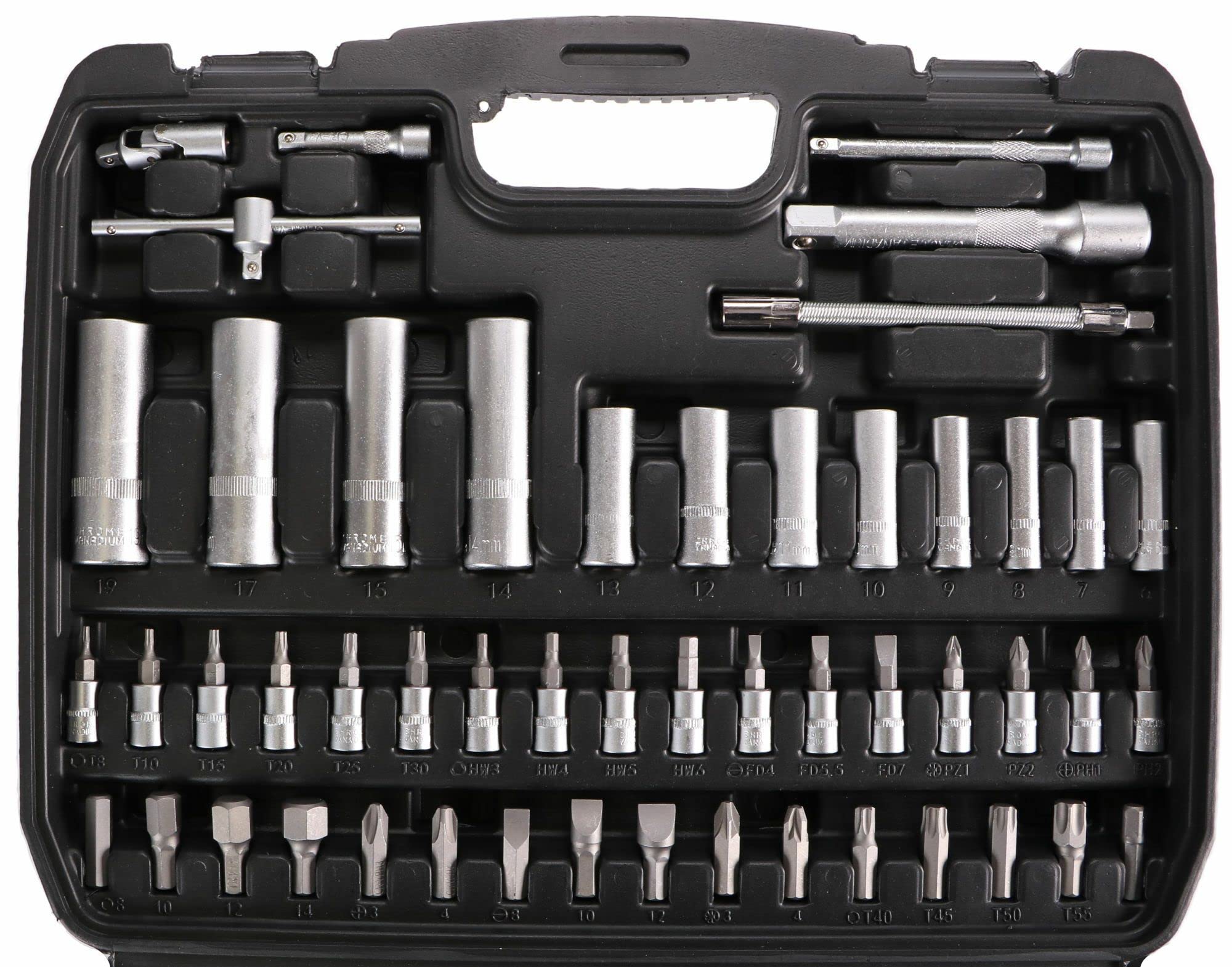 TOOL SET 94 pezzi in una cassetta degli attrezzi | Set Gola, chiavi in acciaio |