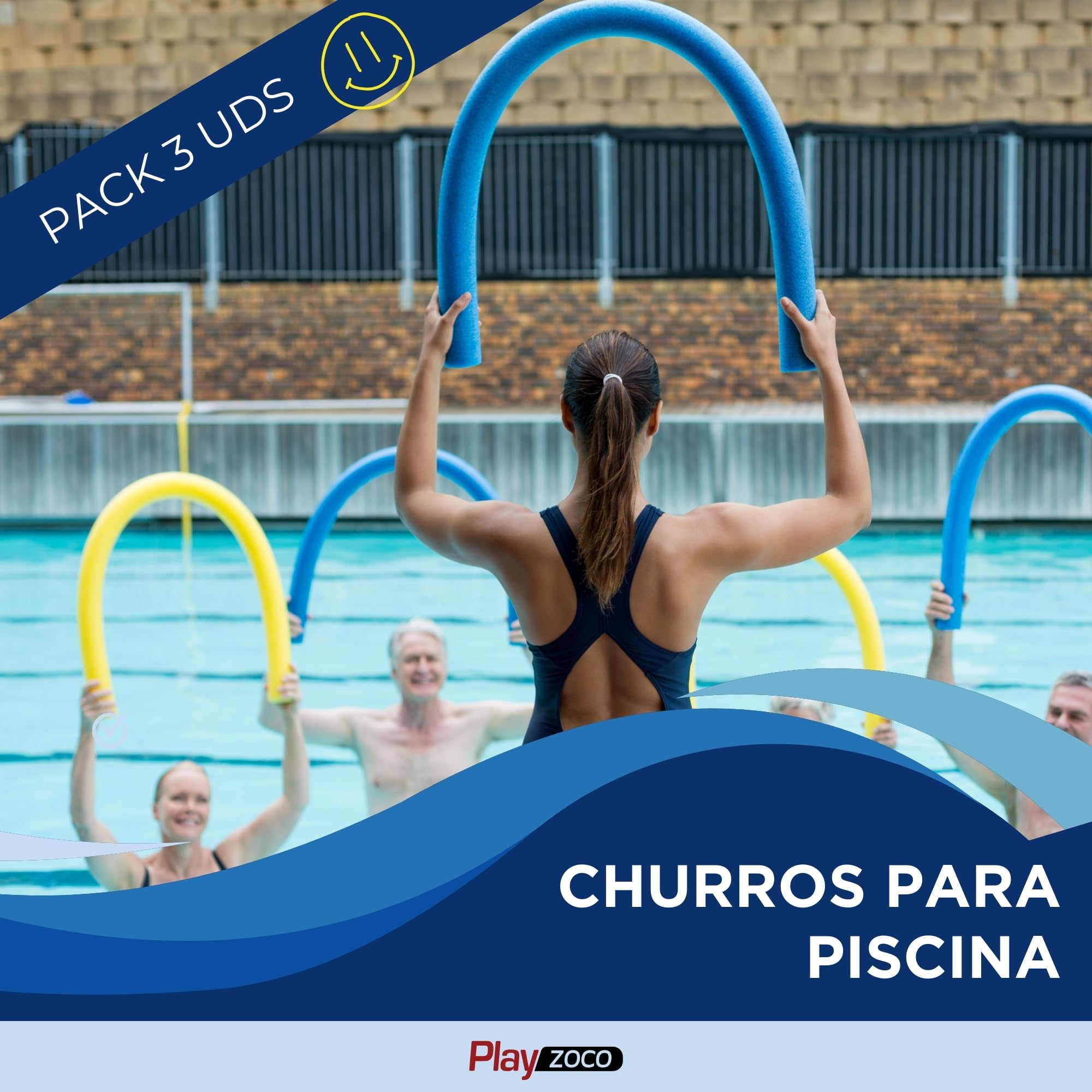 Churro de Piscina, Churro natación, Fideos para el Agua, Fideo Espuma para Nadar, Flexible Apto para niños y Adultos, Flotadores para Piscina, 6 cm diámetro x 150 cm Largo