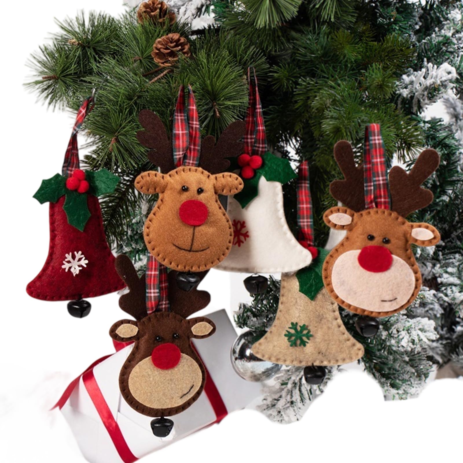 Ornamento per albero di Natale in tessuto del fumetto Babbo Natale renna pupazzo di neve decorazione da appendere per caminetti ghirlanda decorazione per feste decorazioni natalizie per