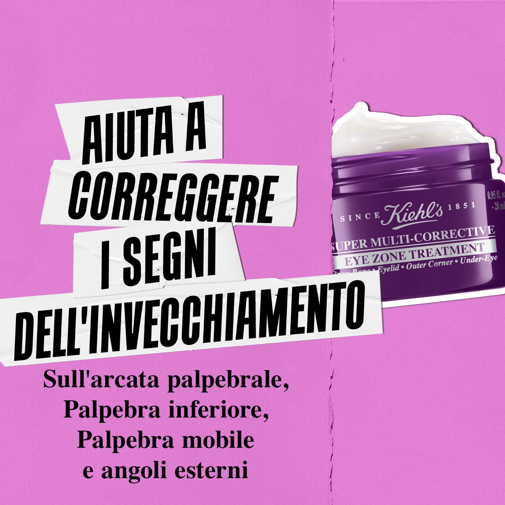 KIEHL'S Super Multi-Corrective, Crema Contorno Occhi, Per Tutti i Tipi di Pelle, Effetto Lifting, Sguardo Luminoso, Con Estratto di Mirtillo, Peptidi di Collagene e Niacinamide, 14 ml