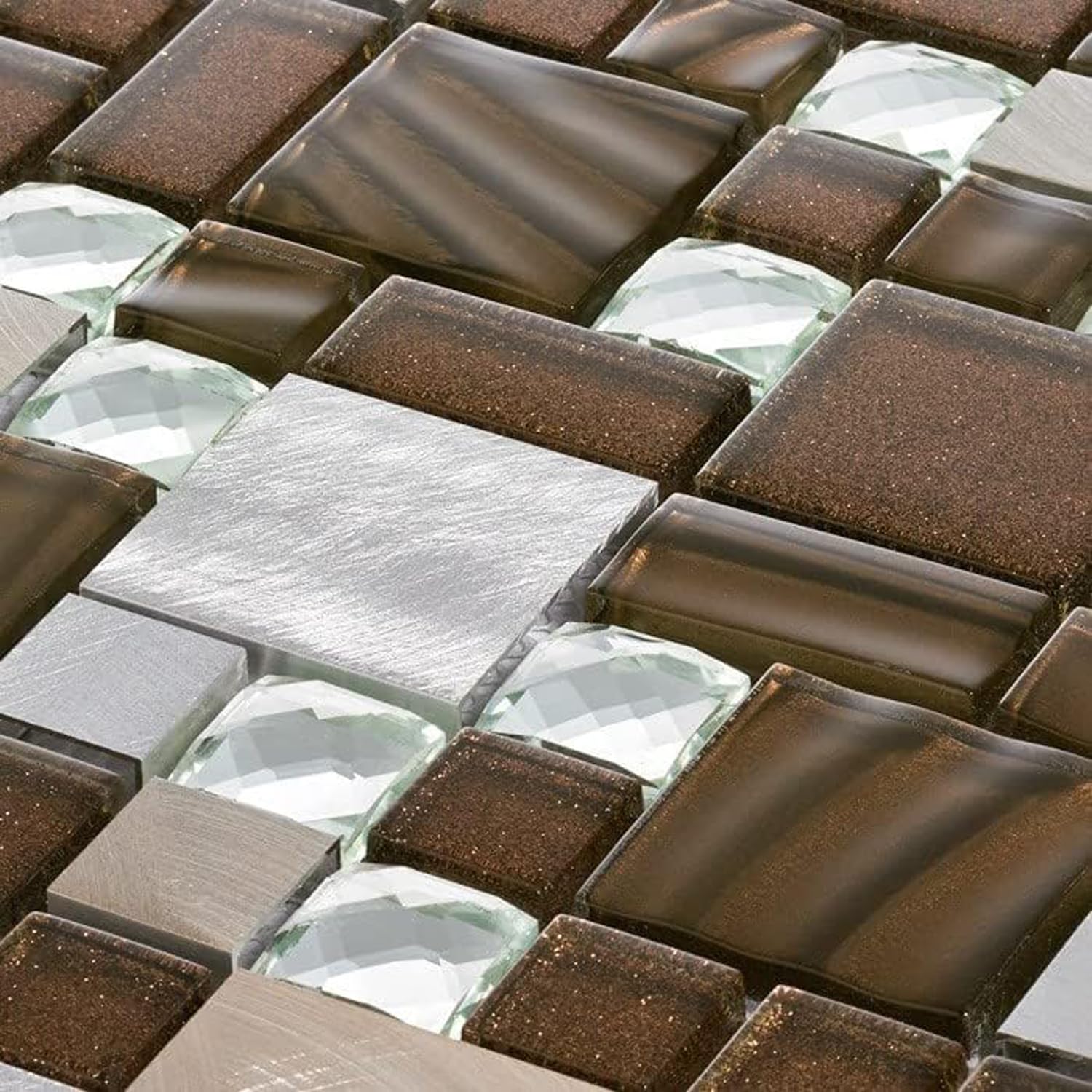 Mosaic Tile Sheet | Square Mosaic Tile | 300 x 300 | Bathroom Kitchen Splashback Wall | Brown
