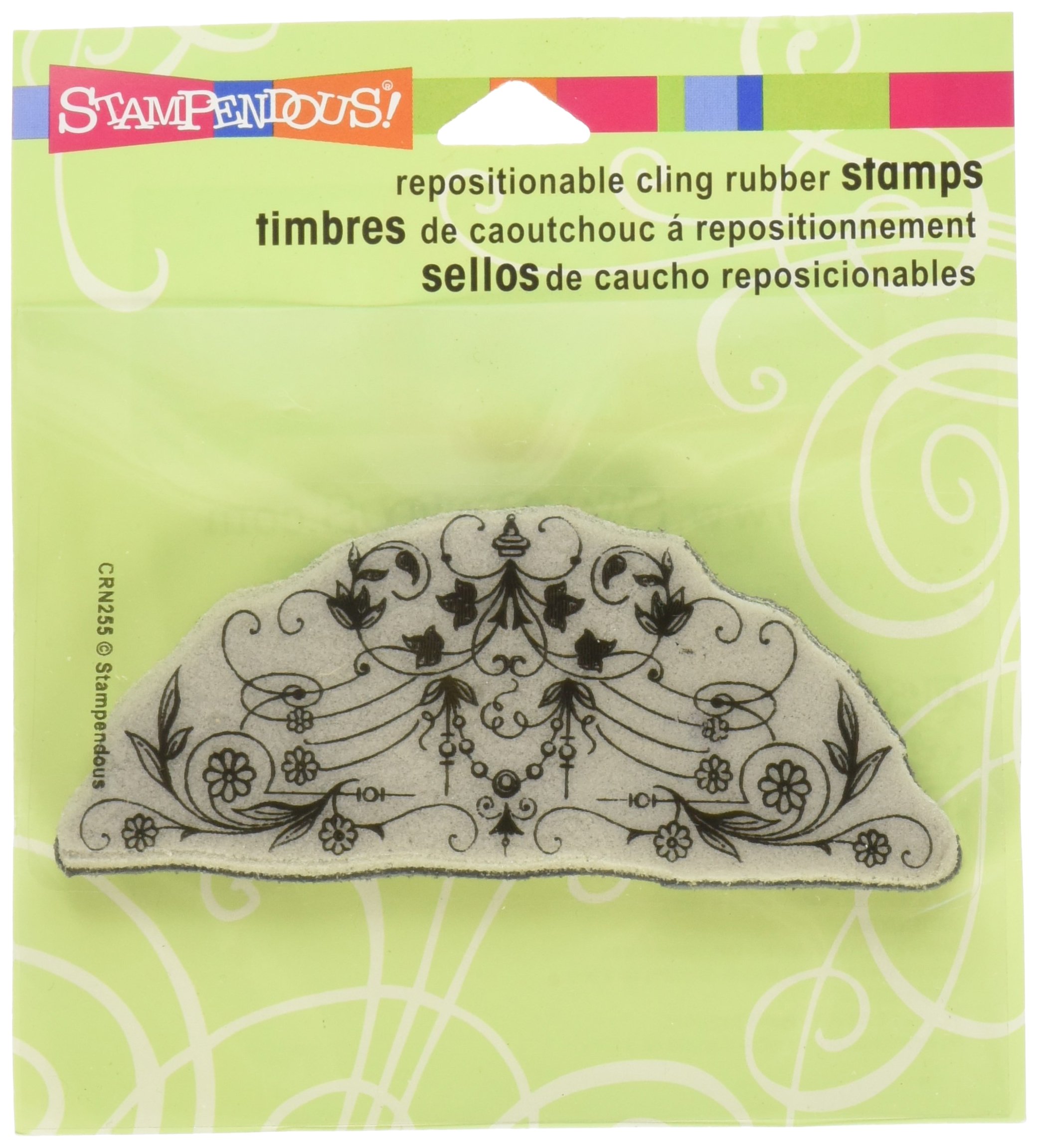 STAMPENDOUS Cling Rubber Stamp, Scrolled Blossoms Image