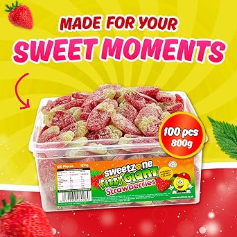 Sweetzone Fizzy Giant Strawberries 800g 100pcs