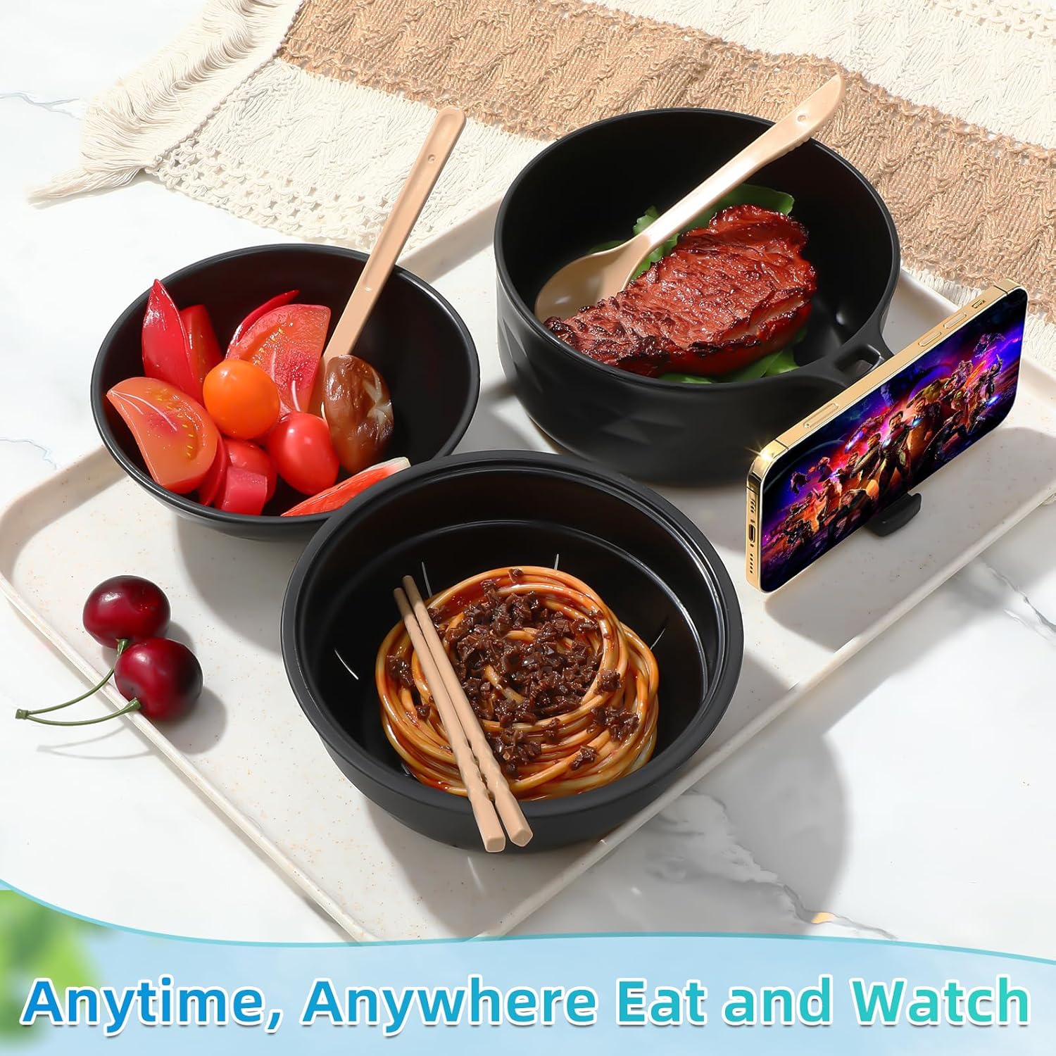 3 Pack College Dorm Essentials Set with 1 Pack 8-Pocket Mesh Shower Caddy Portable, 1 Foldable LED Desk Lamp with Type-c Charging Port, 1 Ramen Cooker Set for College Dorm Room Home Office