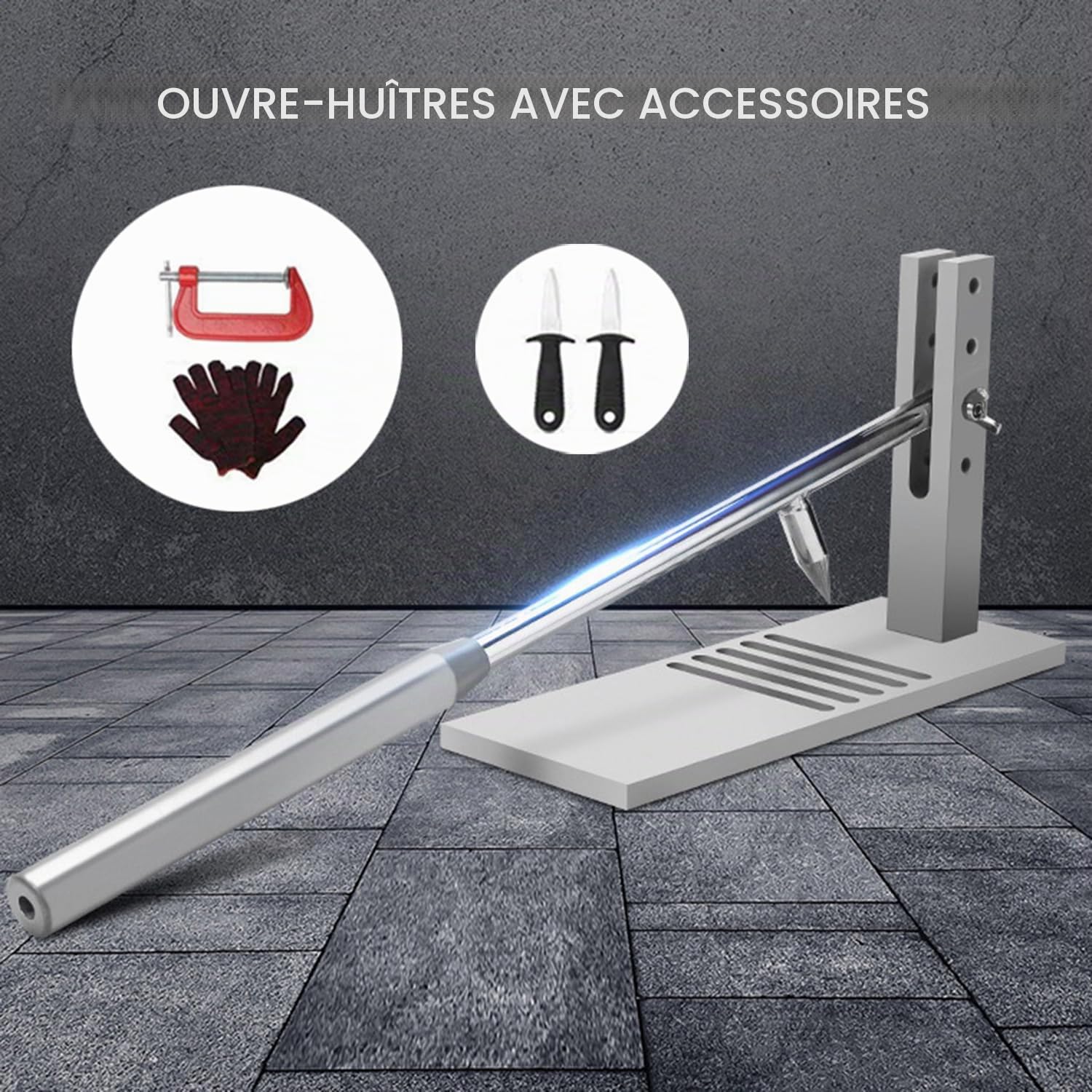 Outil à Huîtres En Acier Inoxydable,Ouvre Huitre,Ensemble De Couteaux à Huîtres Oyster Shucker Avec Hauteurs Réglables,Avec 2 Couteaux à Huîtres Et Gants,Pour Les Barbecues,Ménages De Restaurant