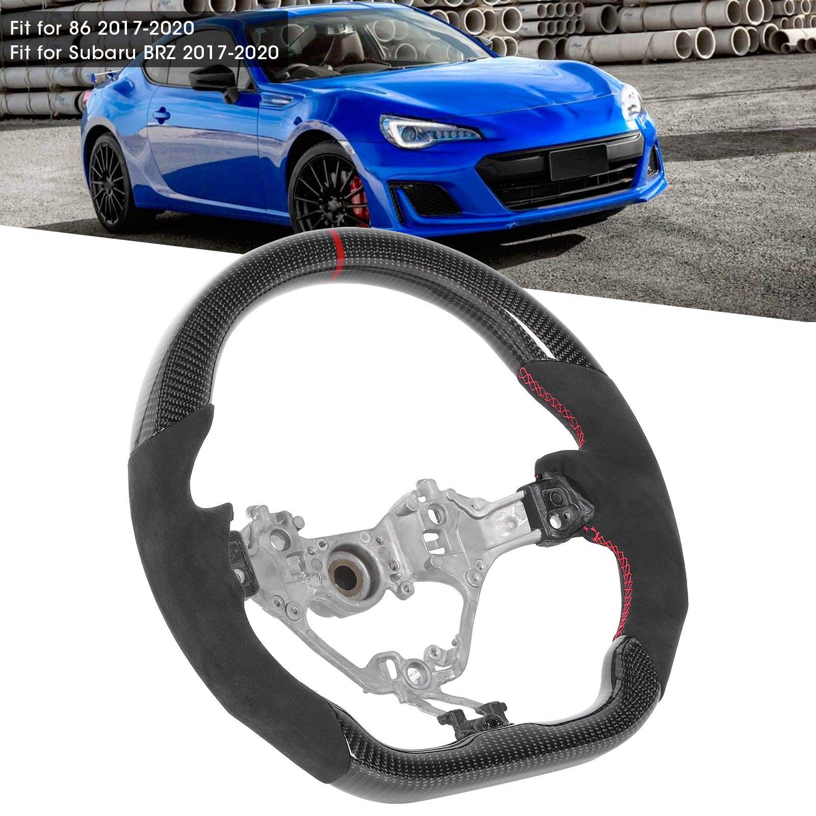 Ausla Zamszowe Uchwyty na kierownicę z Włókna Węglowego Płaska Dolna część Kierownicy Czerwone Szwy 12 O Pierścień Zegarowy dla 2017 2020 Racing Interior Upgrade