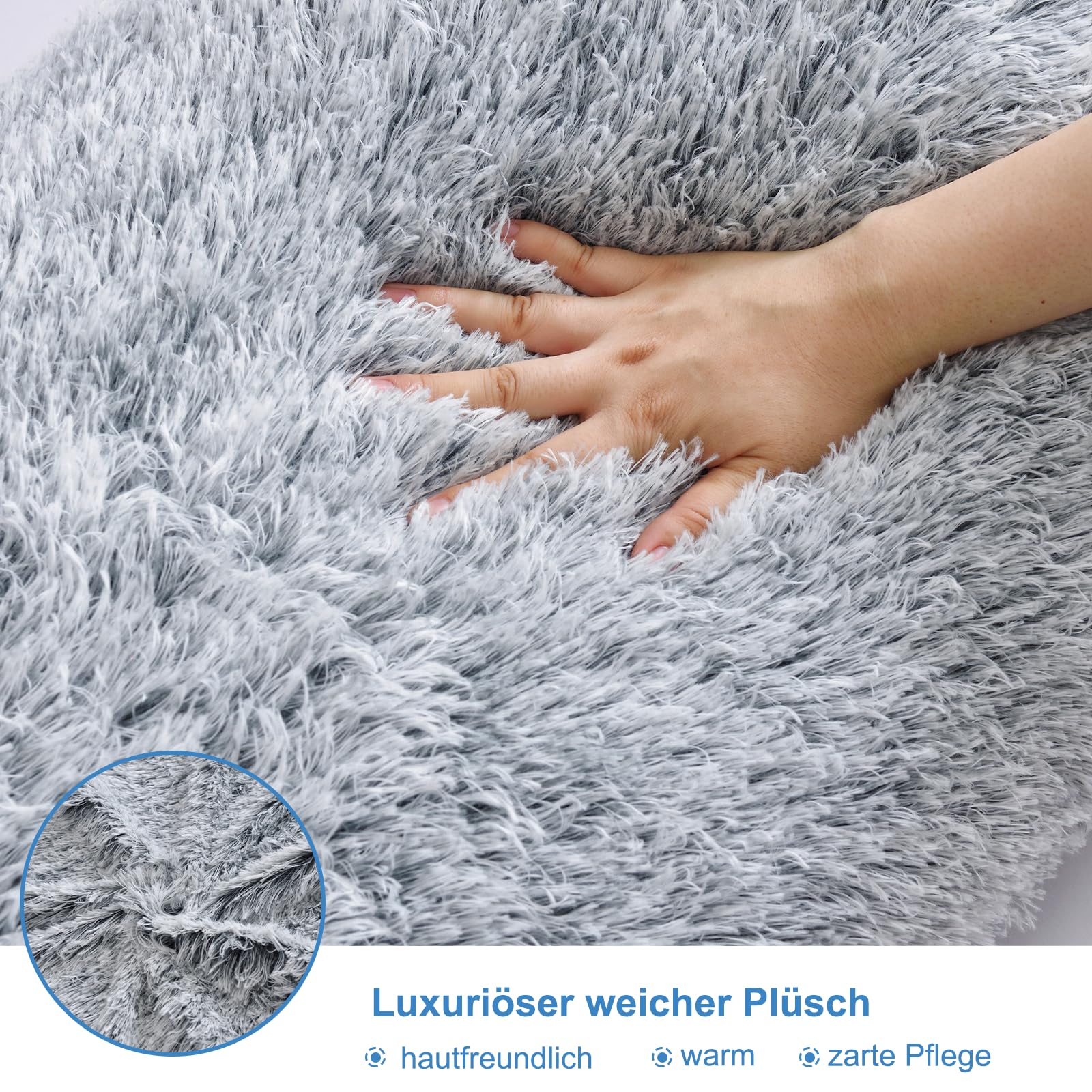 Memory Foam Seitenschläferkissen für Erwachsene – 2,65KG Ganzkörperkissen mit Plüsch Abnehmbarem Bezug, Warm Kuschelig Schwangerschaftskissen Schlafkissen und Stillkissen, Grau, 136x51 cm