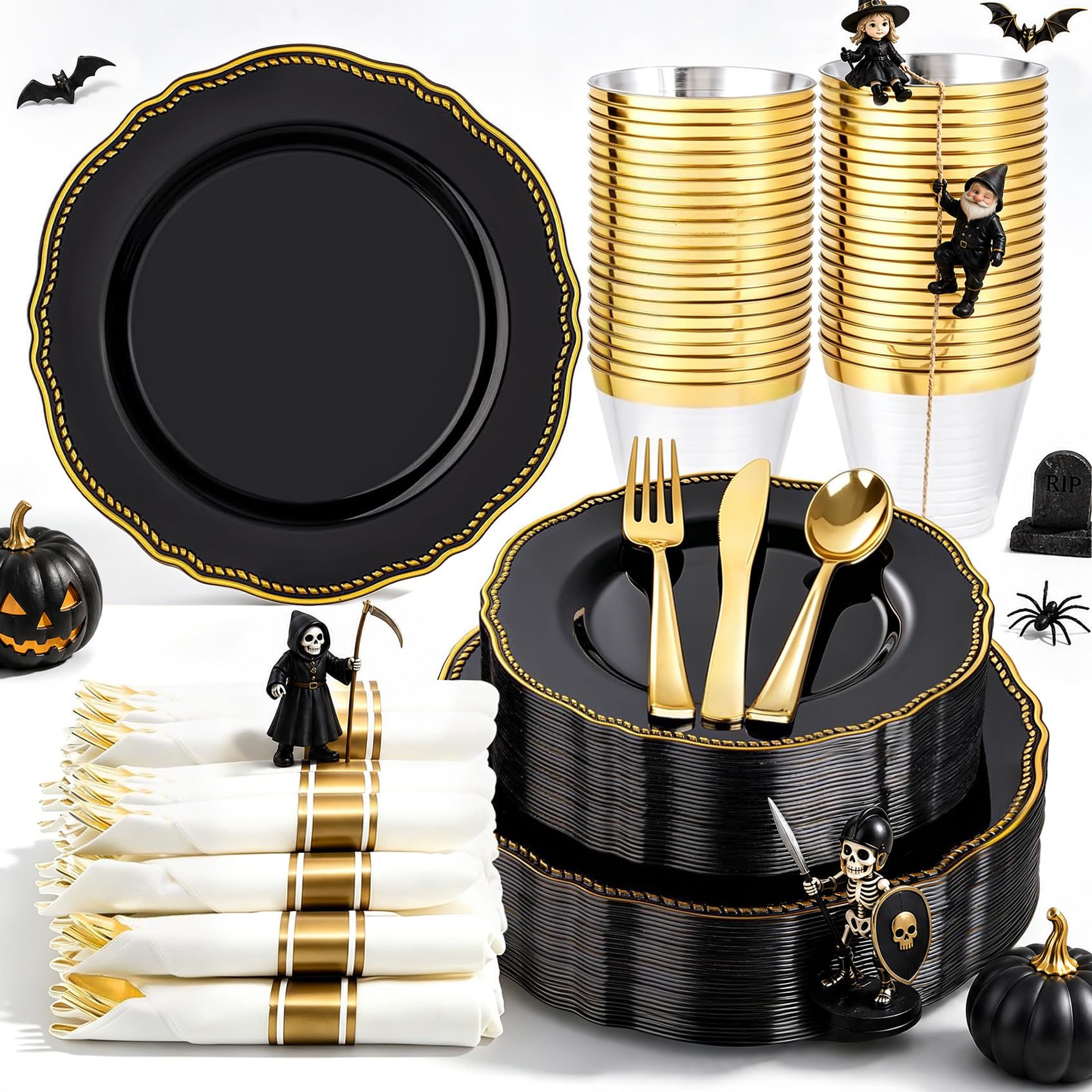 Ivory Gold Plates for Weddings & Parties -18
