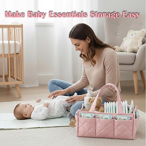Miniatura 7 de Organizador de pañales para bebé, cesta de almacenamiento para recién nacidos, cesta de viaje para pañales, toallitas para bebé, organizador de