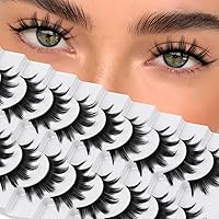 Vista 22 de Veleasha Pestañas rusas con banda transparente que parecen extensiones de pestañas, con curvatura D, tiras de pestañas, paquete de 10 pares (DT03)