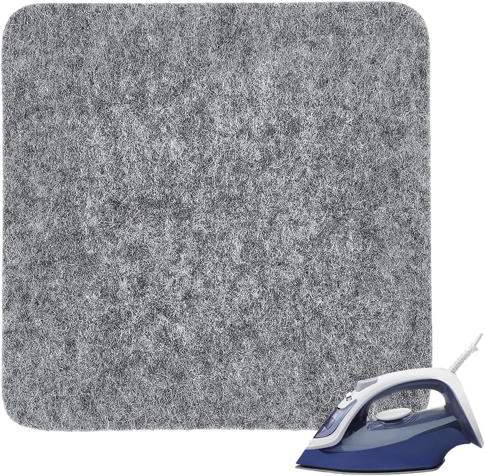 Grey Wool Pressing Mat Square Portable Felted Ironing Board Pad Small Thick Table Top Flat Cutting Sewing Felt Quilting Iron Mat Blanket for Quilter Sewing Projects Quilting Supplies Notions