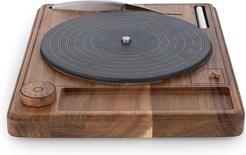 Miniatura 3 de PICNIC TIME Tabla giratoria para quesos con cuchillo, tablero de charcutería de disco de vinilo retro, bandeja giratoria Lazy Susan para servir con