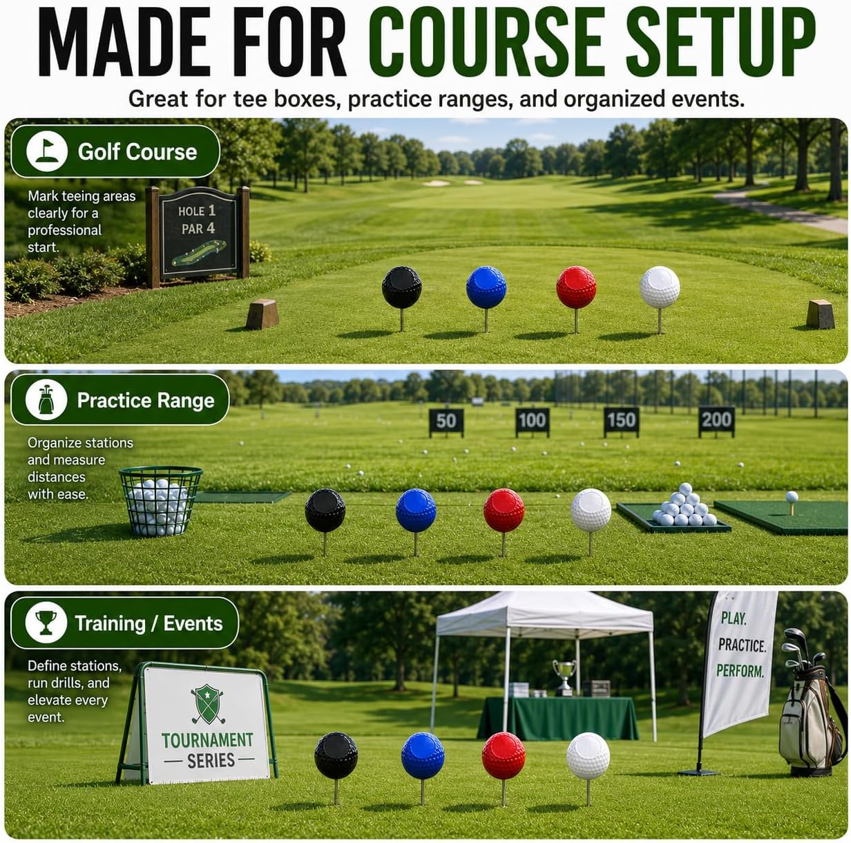 Golf Tee Markers With Steel Ground Spikes, 2 Pack 5-Inch Tee Box Markers | UV Resistant ABS Outdoor Accessories