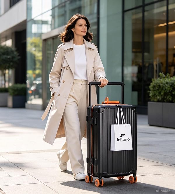 feilario PC Carry On Luggage, Aluminum Frame Wide Handle, TSA Lock by feilario - Used condition - Image 7