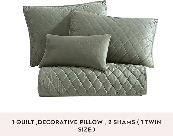 Laura Ashley - Kraliçe Yorgan Seti, Katı Kadife Ters Çevrilebilir Yatak, Tüm Mevsim Ev Dekoru Şemsiyeli ve Bonus Yastık Kılıfı (Elmas Dikiş Koyu Yeşil, Kraliçe)