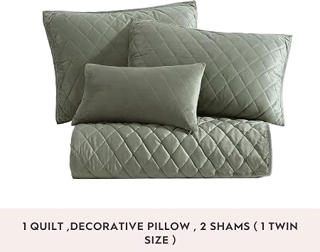 Laura Ashley - Kraliçe Yorgan Seti, Katı Kadife Ters Çevrilebilir Yatak, Tüm Mevsim Ev Dekoru Şemsiyeli ve Bonus Yastık Kılıfı (Elmas Dikiş Koyu Yeşil, Kraliçe)