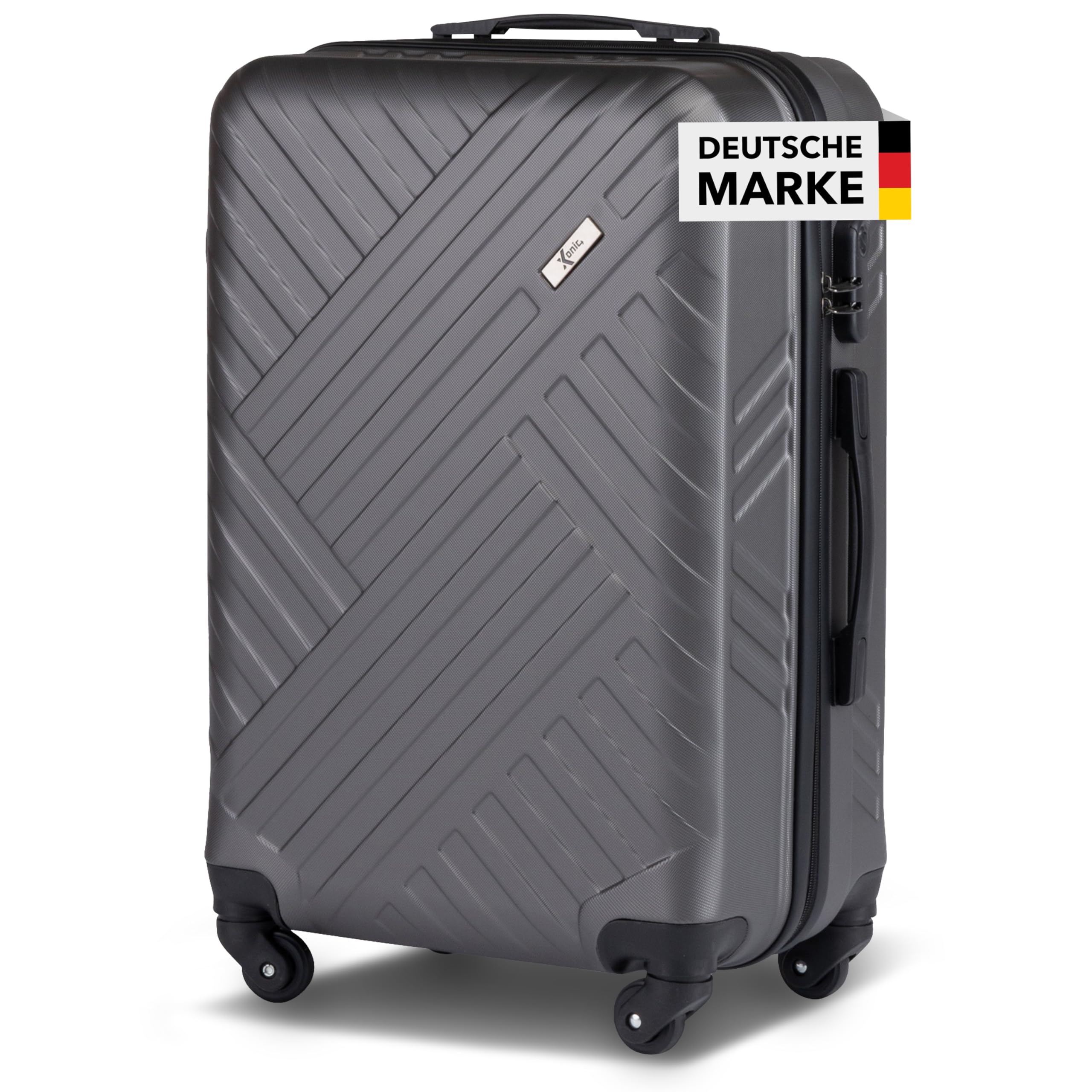 Xonic Design Reisekoffer mit Rollen– ABS Hartschalenkoffer mit 360° Leichtlauf-Rollen – hochwertige Koffer Trolleys Zahlenschloss in M, L, XL oder Set –Handgepäck Koffer, Suitcase