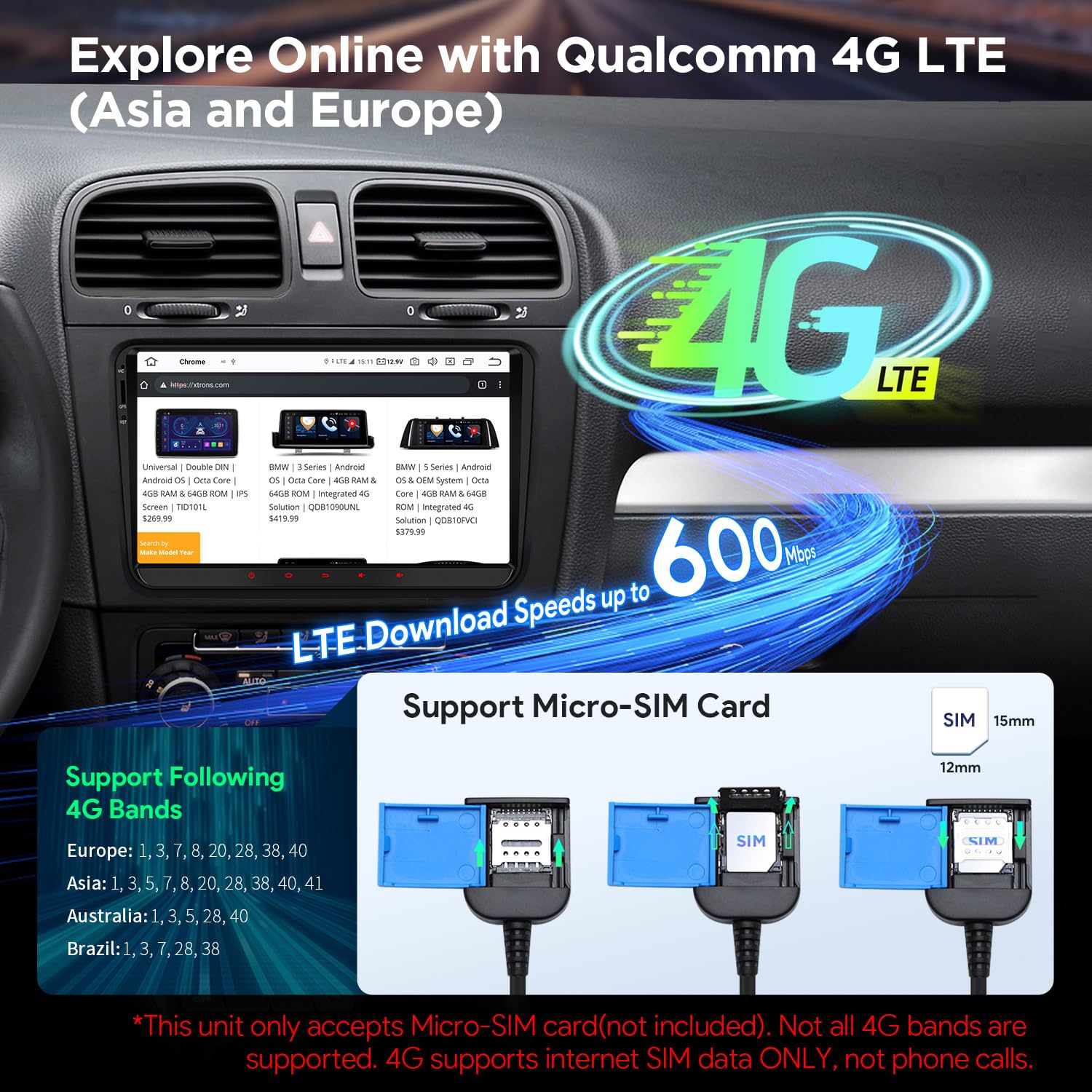 XTRONS Android 14 Autoradio Qualcomm 665 Octa Core 8+256GB Für Volkswagen Skoda SEAT 9 Zoll QLED IPS Eingebautes 4G LTE Car Play Android Auto HDMI-Ausgang WiFi GPS Bluetooth 5.0 Optional DAB OBD