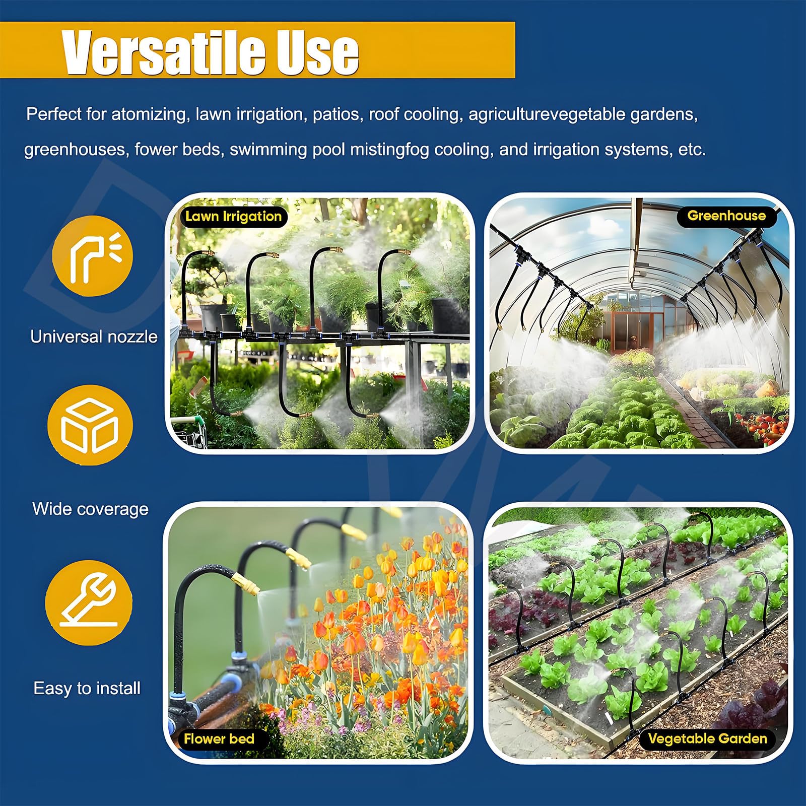 Sistemas di irrigazione da Giardino Pieghevole a 360°, Kit di sistemas di irrigazione Intelligente Completamente Automatico, per Serre, Prati, Piante da Esterno,40M/131.2FT